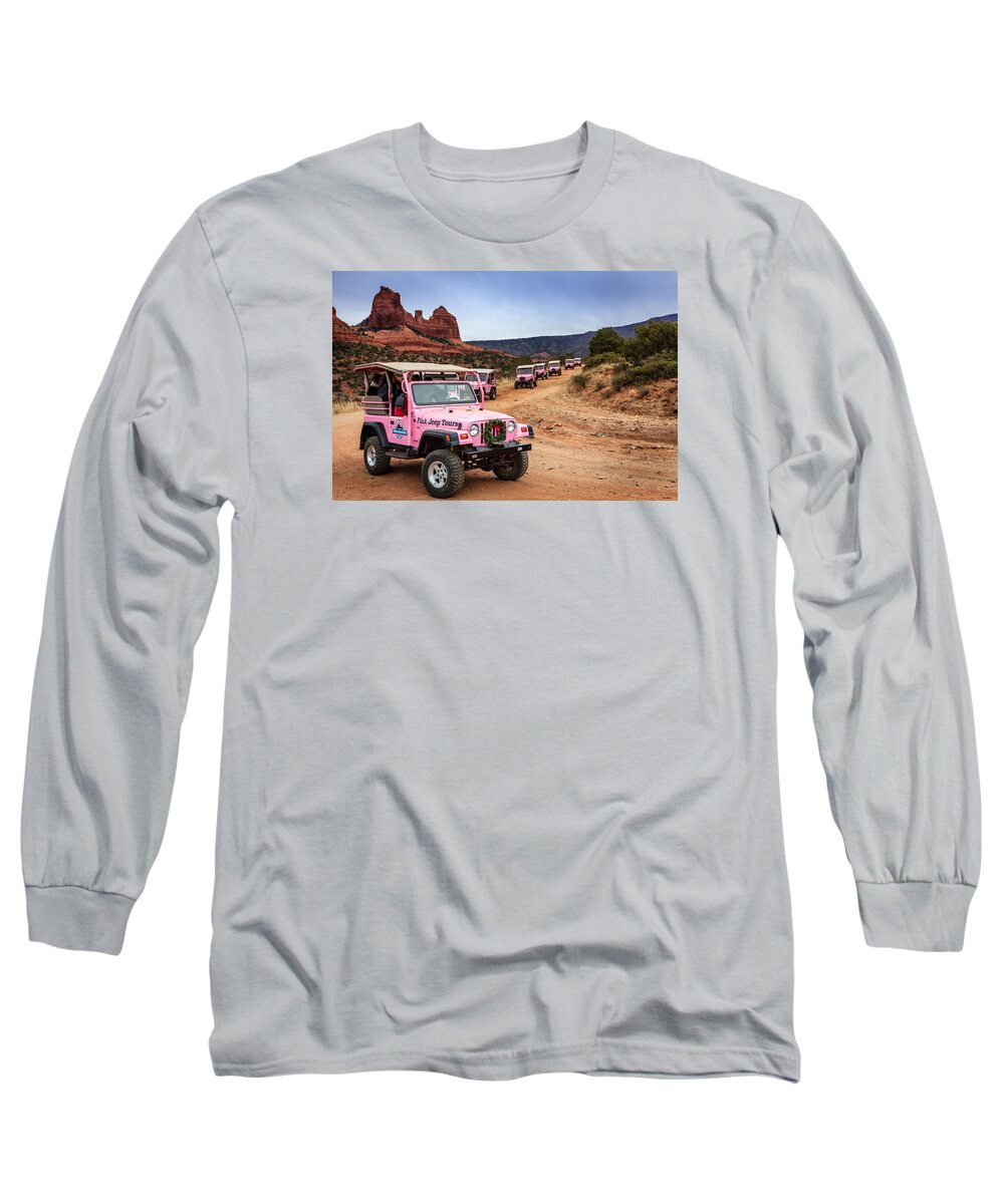 America Long Sleeve T-Shirt featuring the photograph Pink Jeep Tours by Alexey Stiop
