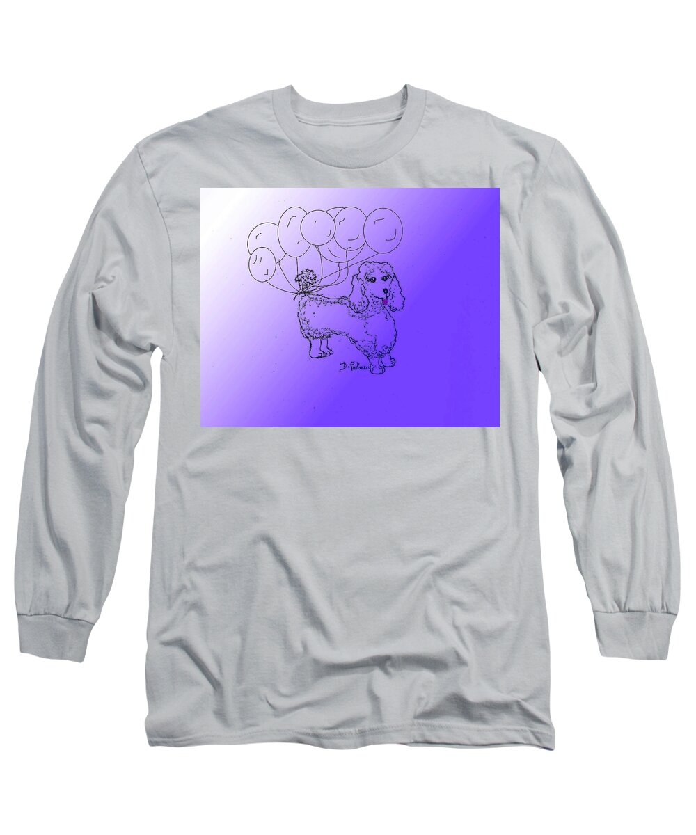 Animal Long Sleeve T-Shirt featuring the drawing Poodle by Denise F Fulmer