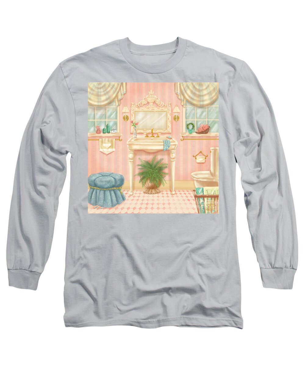 Room Long Sleeve T-Shirt featuring the mixed media Pretty Bathrooms III by Shari Warren