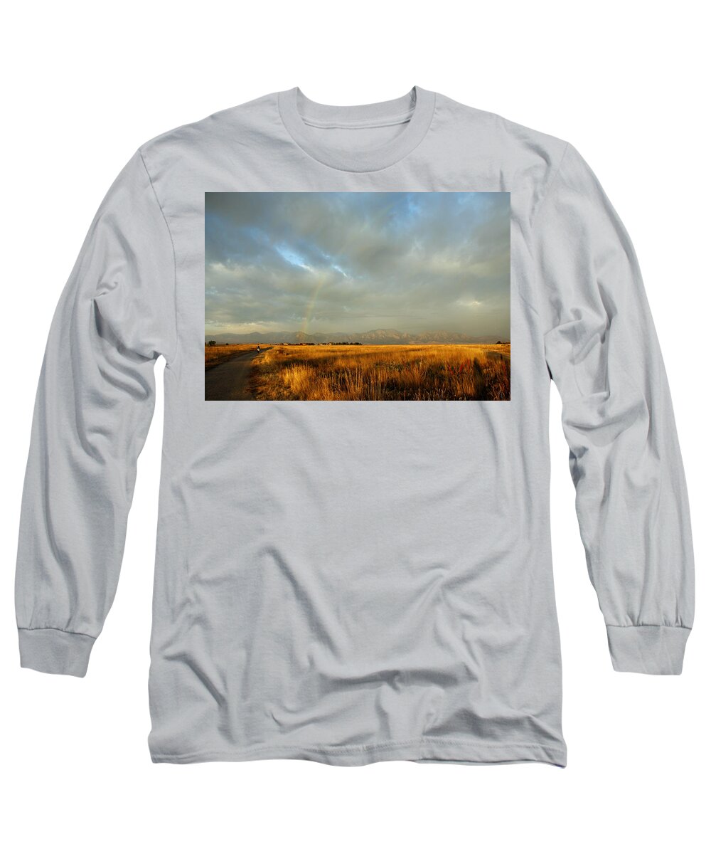 Rain Long Sleeve T-Shirt featuring the photograph rare Morning Rainbow by Marilyn Hunt