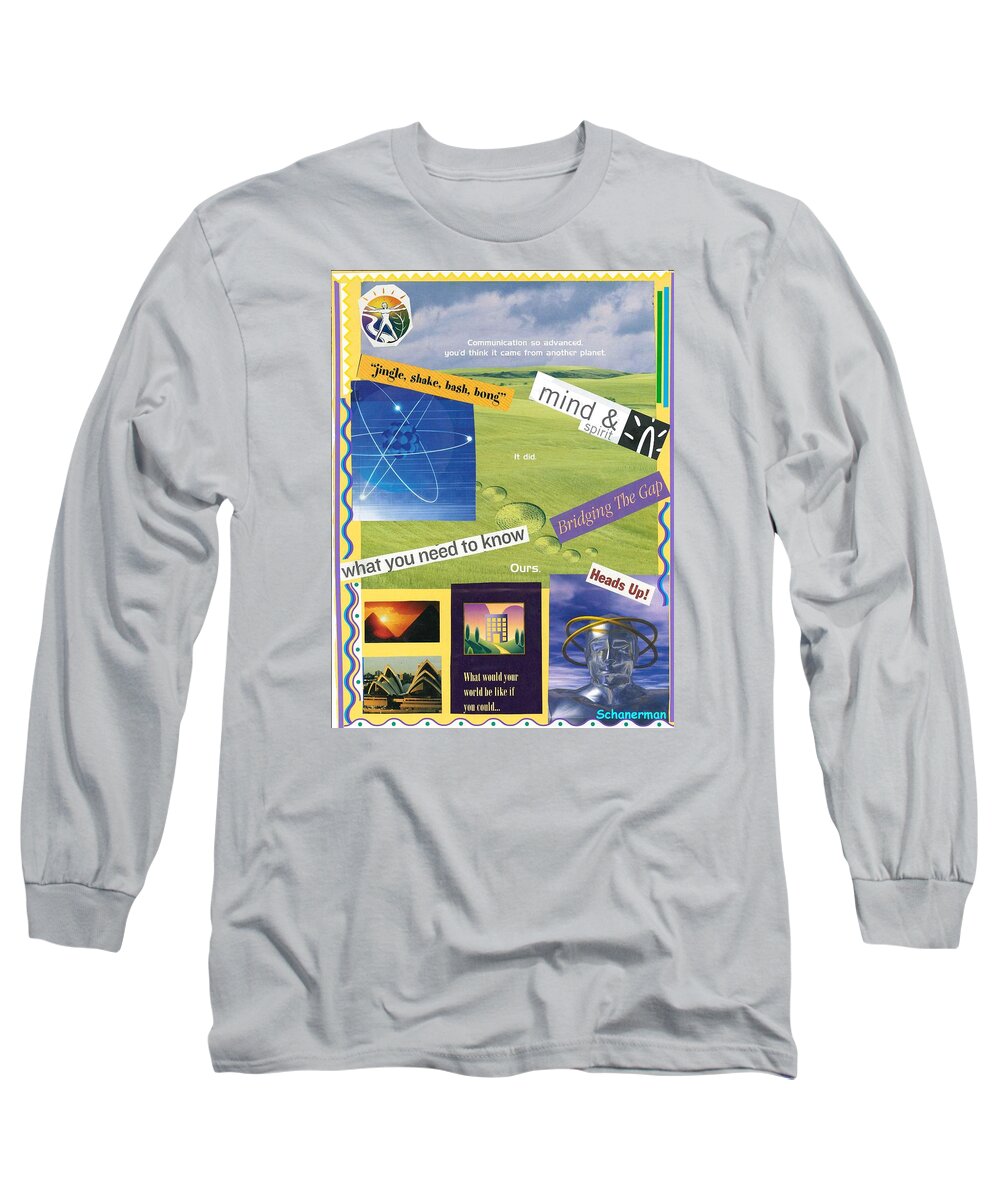 Collage Art Long Sleeve T-Shirt featuring the mixed media Re-Evolution is at Hand by Susan Schanerman