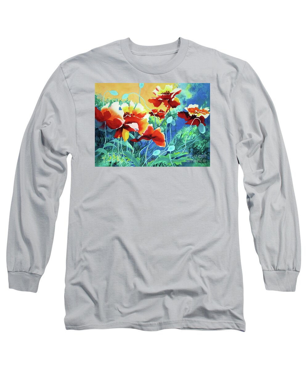 Paintings Long Sleeve T-Shirt featuring the painting Red Hot Cool Blue by Kathy Braud