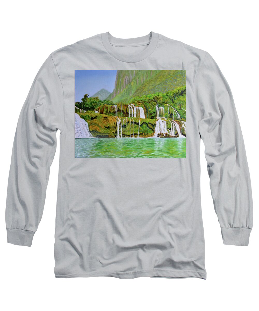 Tropical Paradise Long Sleeve T-Shirt featuring the painting Returned to Paradise by Thu Nguyen