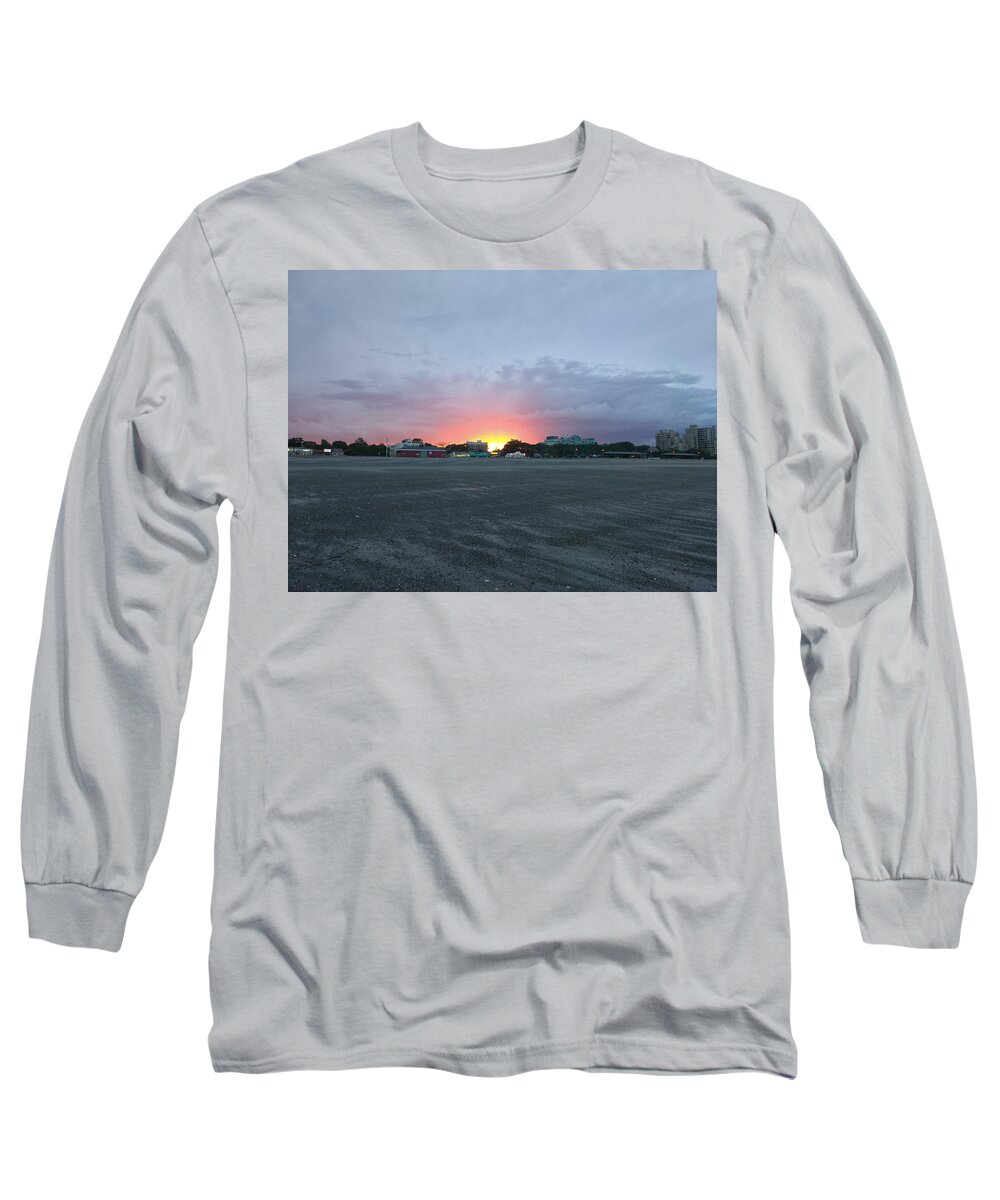 Sunset Long Sleeve T-Shirt featuring the photograph Revere Beach Sunset by Robert Nickologianis