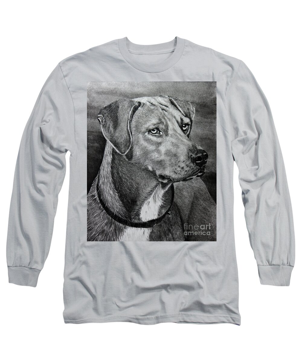 Dog Long Sleeve T-Shirt featuring the drawing Rhodesian Ridgeback by Terri Mills