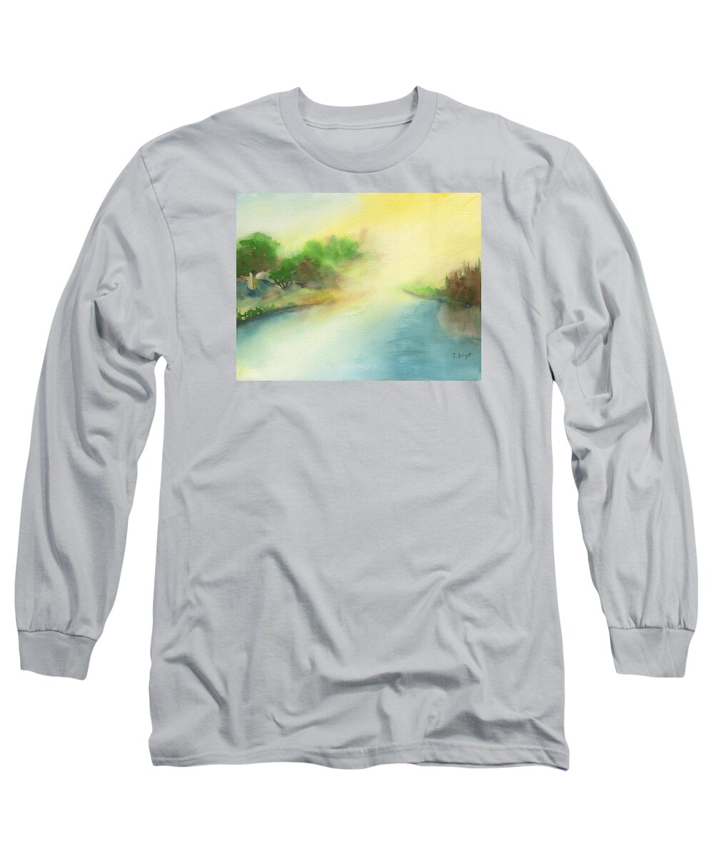 River Morning Long Sleeve T-Shirt featuring the painting River Morning by Frank Bright