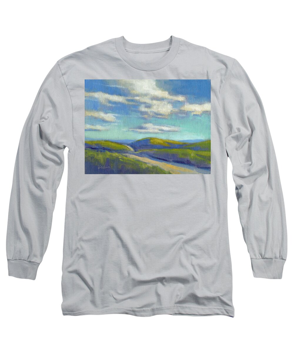 Landscape Long Sleeve T-Shirt featuring the painting Road to the Sky by Konnie Kim