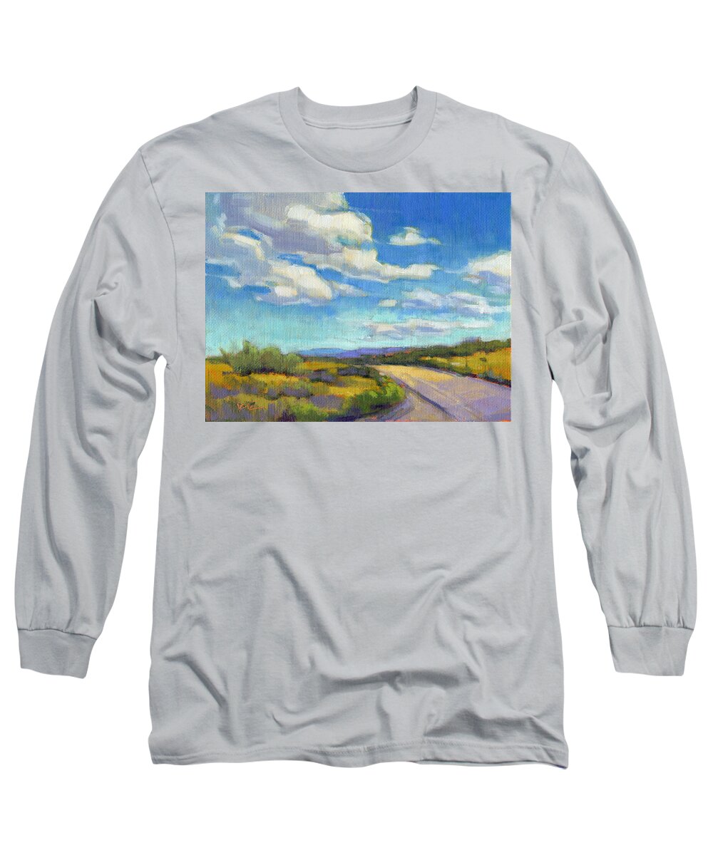 Landscape Long Sleeve T-Shirt featuring the painting Road Trip - study by Konnie Kim