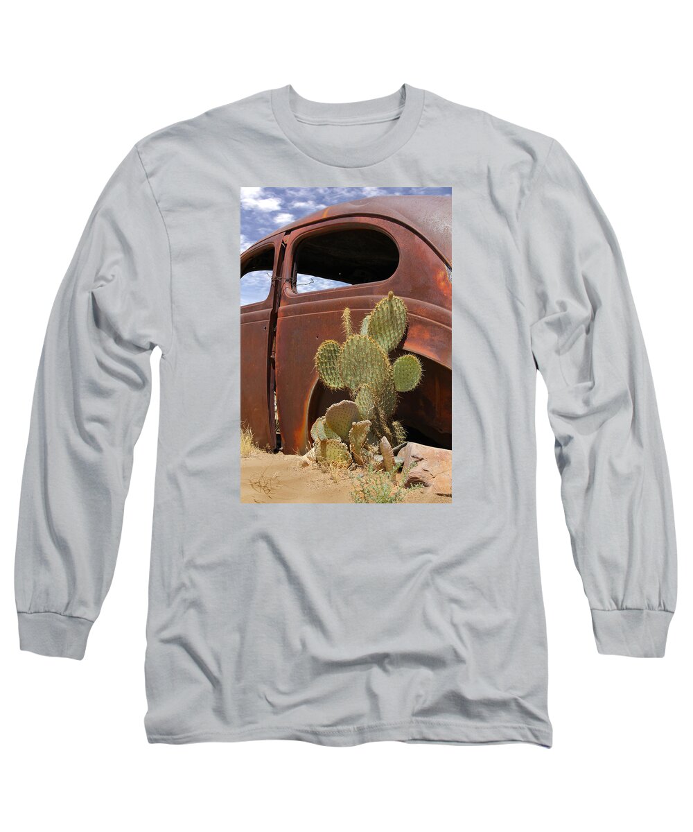 Southwest Long Sleeve T-Shirt featuring the photograph Route 66 Cactus by Mike McGlothlen