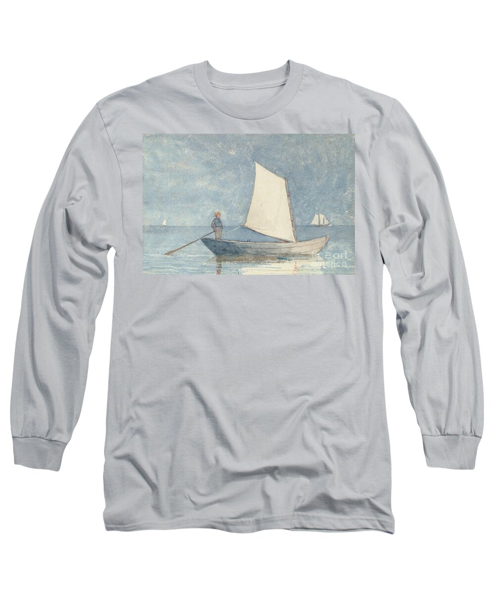 Boat Long Sleeve T-Shirt featuring the painting Sailing a Dory by Winslow Homer