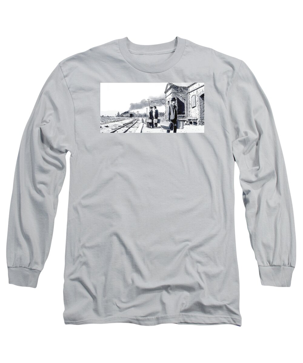 Butch Cassidy Long Sleeve T-Shirt featuring the digital art Santa Ines Station by Kurt Ramschissel