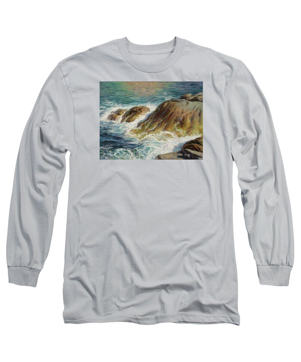 Sea Scape Long Sleeve T-Shirt featuring the painting Sea Symphony. Part 2. by Serguei Zlenko