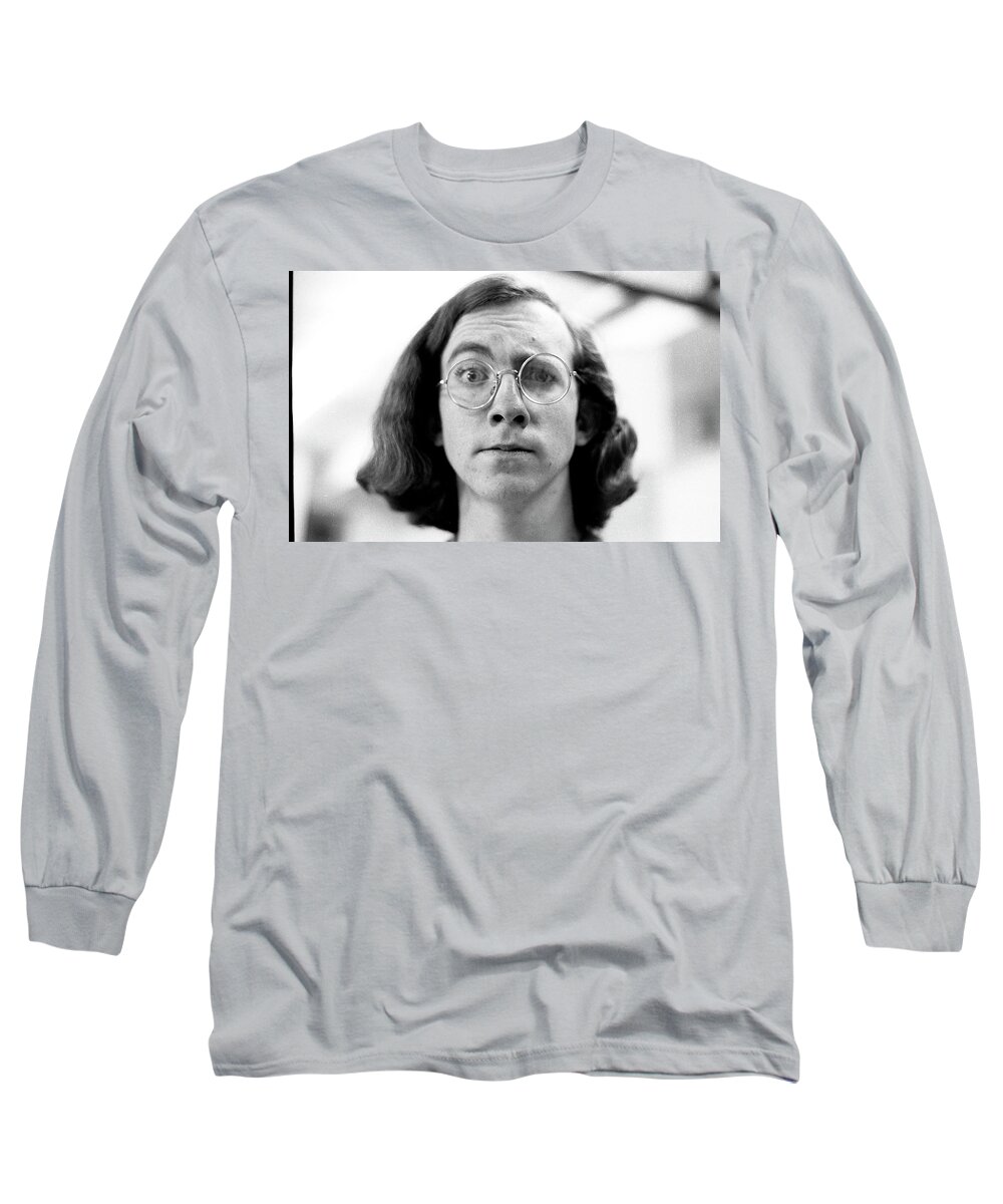 Self-portrait Long Sleeve T-Shirt featuring the photograph Self-Portrait, With Raised Eyebrow, 1972 by Jeremy Butler