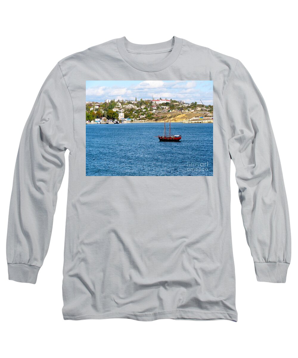 2 Masted Boat Long Sleeve T-Shirt featuring the photograph Sevastapol. Ukraine by Phyllis Kaltenbach