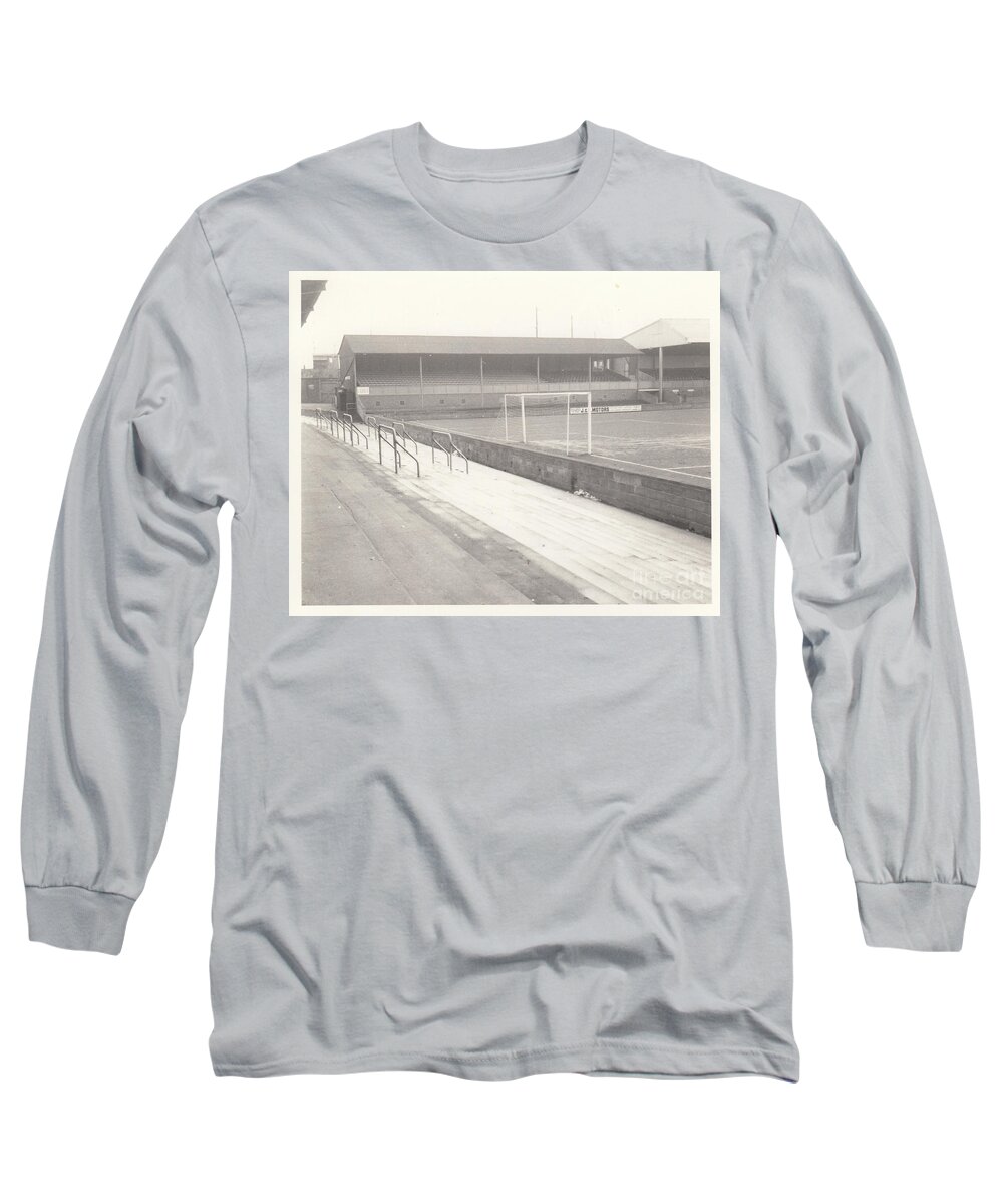 Shrewsbury Town Long Sleeve T-Shirt featuring the photograph Shrewsbury Town - Gay Meadow - East Stand 1 - March 1970 by Legendary Football Grounds