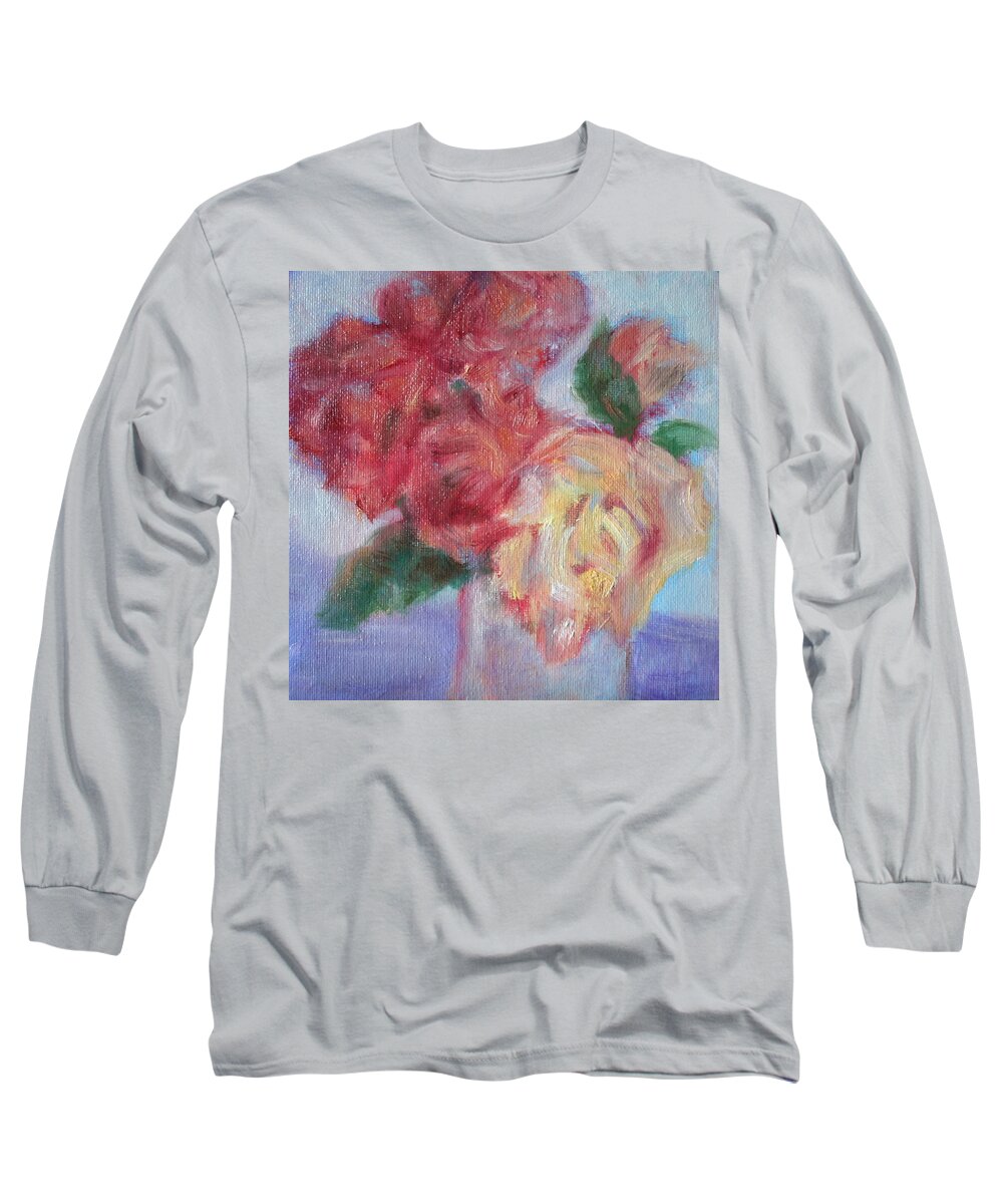 Roses Long Sleeve T-Shirt featuring the painting Simplicity by Quin Sweetman