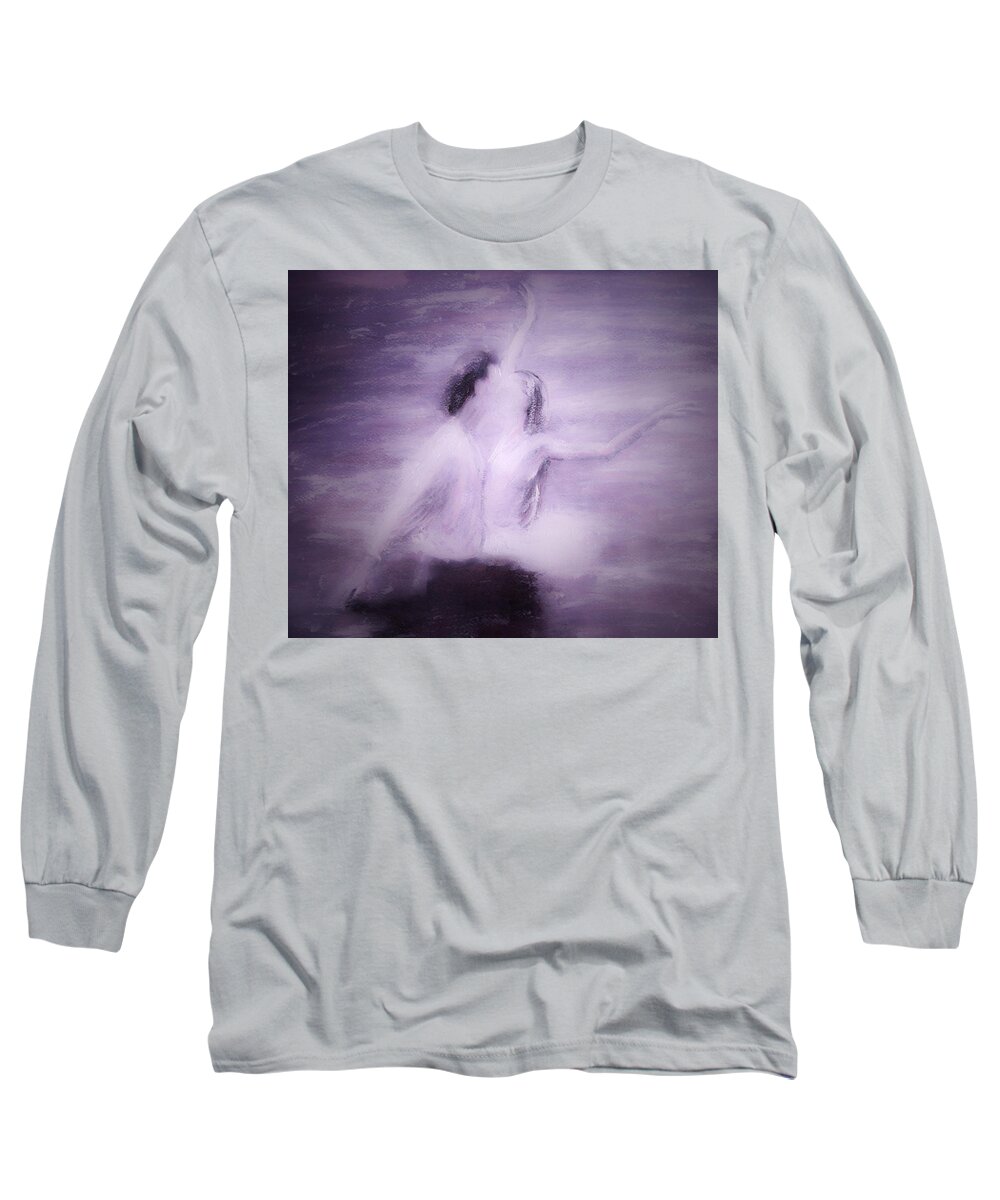 Couple Long Sleeve T-Shirt featuring the painting Swan Lake by Jarko Aka Lui Grande