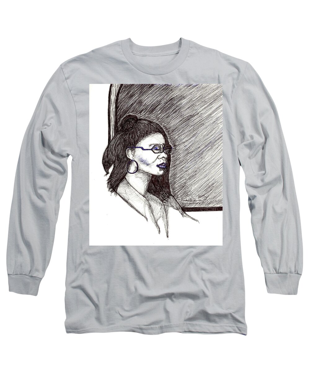 Girl Long Sleeve T-Shirt featuring the drawing Sleeping Beauty by Michelle Gilmore
