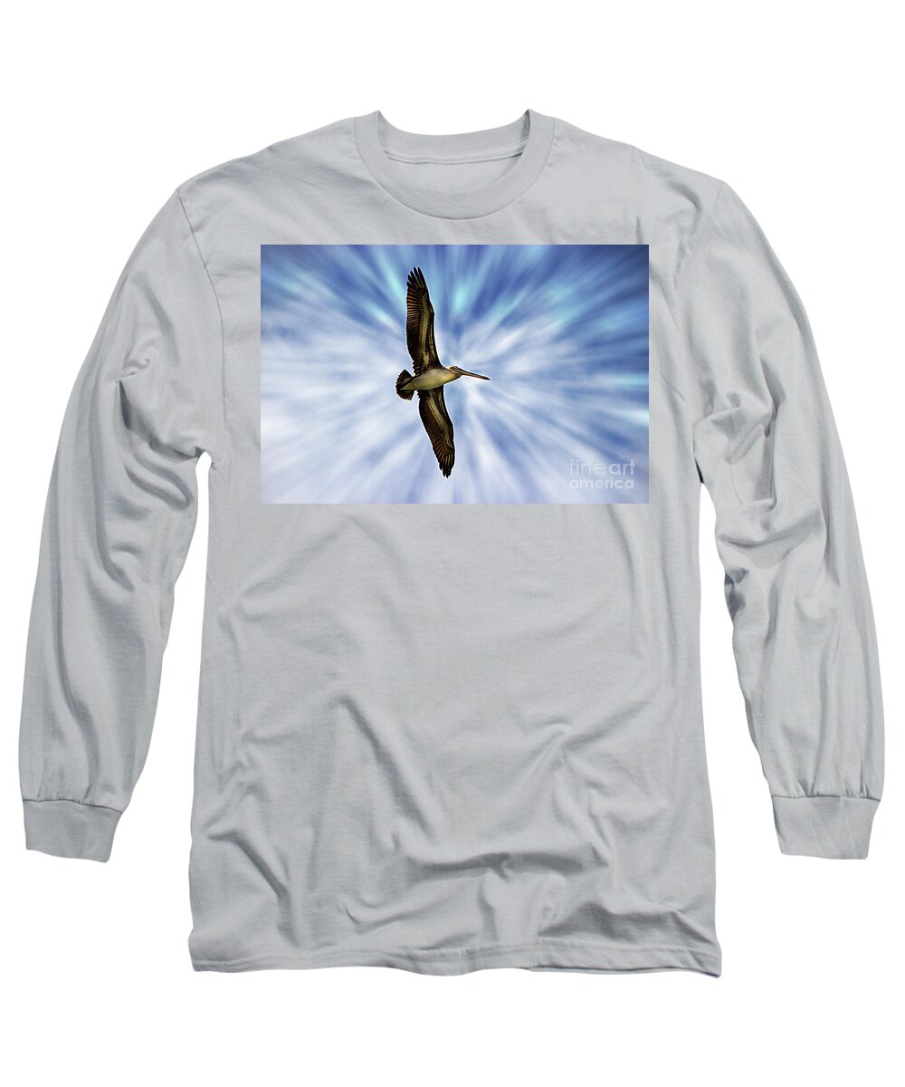Pelican Long Sleeve T-Shirt featuring the photograph Soaring With Ease At Puerto Lopez by Al Bourassa