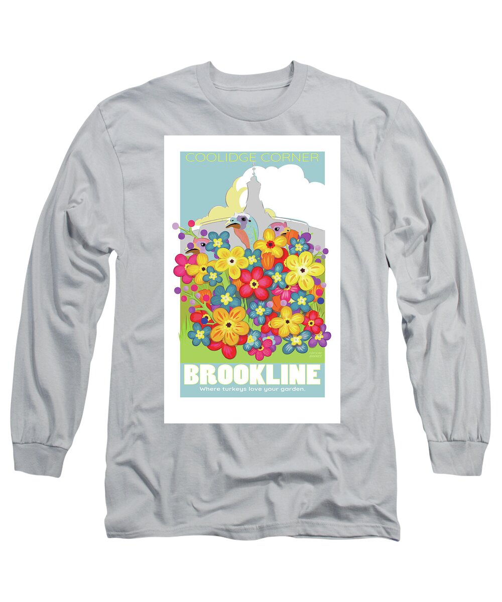 Brookline Turkeys Long Sleeve T-Shirt featuring the digital art Spring Flowers by Caroline Barnes