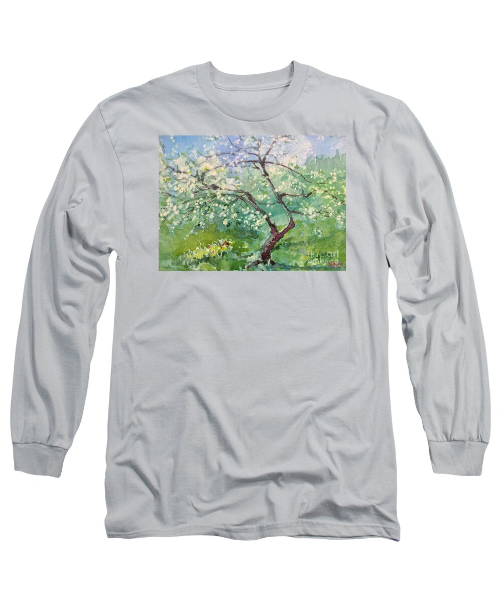 Plum Tree Long Sleeve T-Shirt featuring the painting Spring Plum by Elizabeth Carr