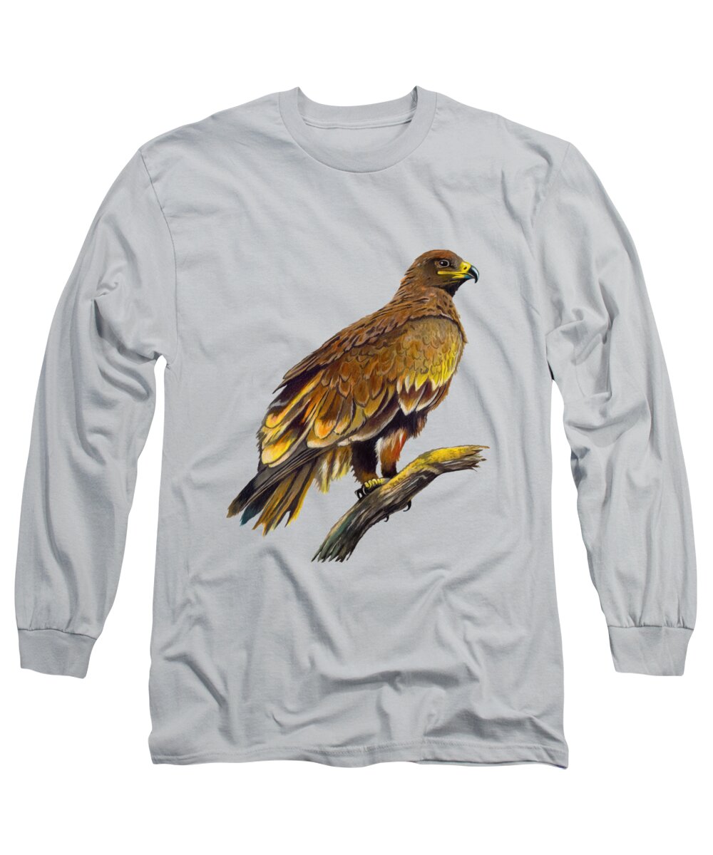 Steppe Eagle Long Sleeve T-Shirt featuring the painting Steppe Eagle by Anthony Mwangi