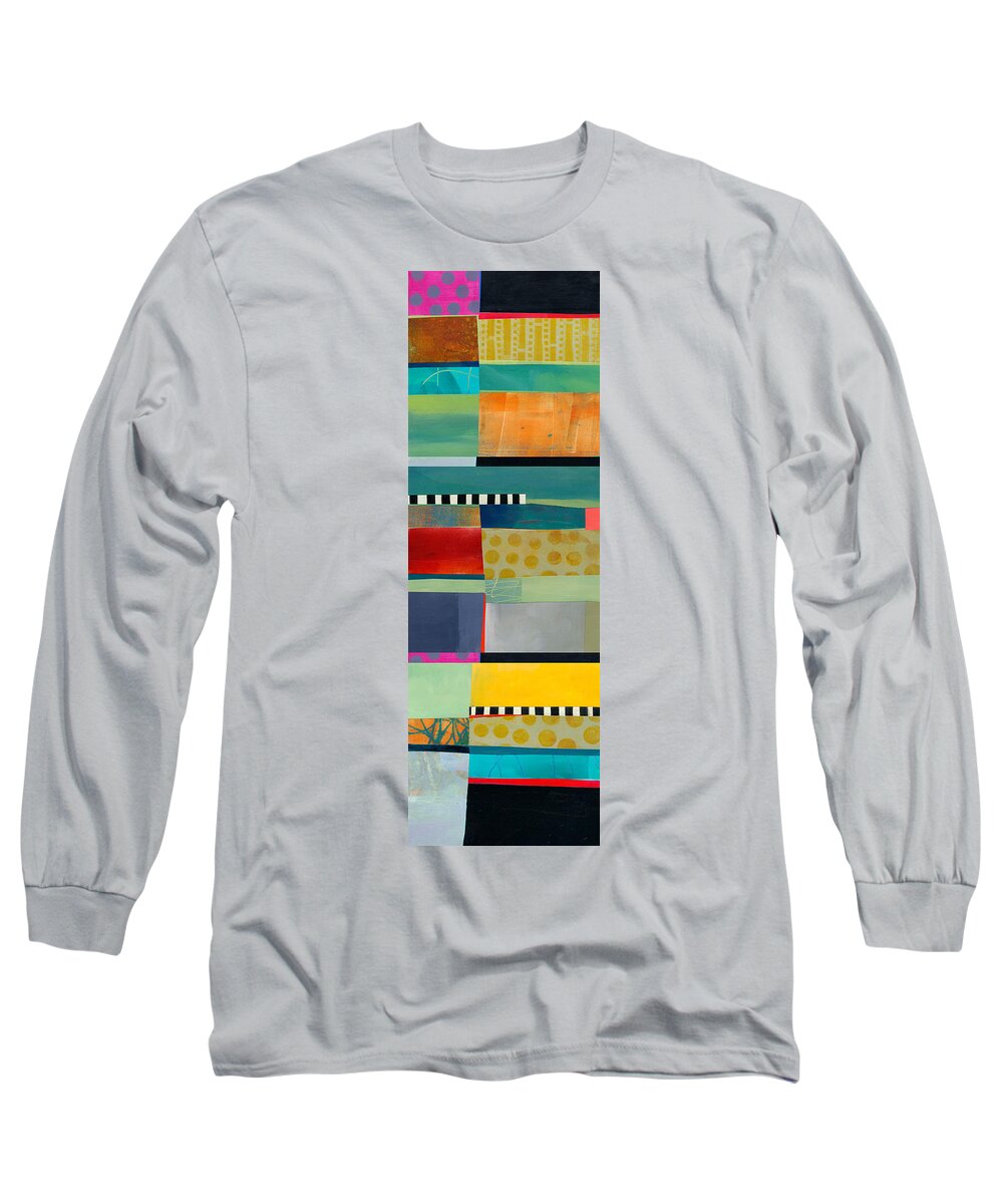 Abstract Art Long Sleeve T-Shirt featuring the painting Stripe Assemblage 2 by Jane Davies