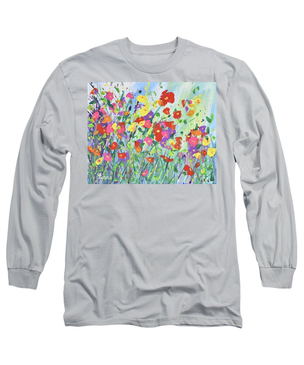 Floral Long Sleeve T-Shirt featuring the painting Summers Splendor by Terri Einer