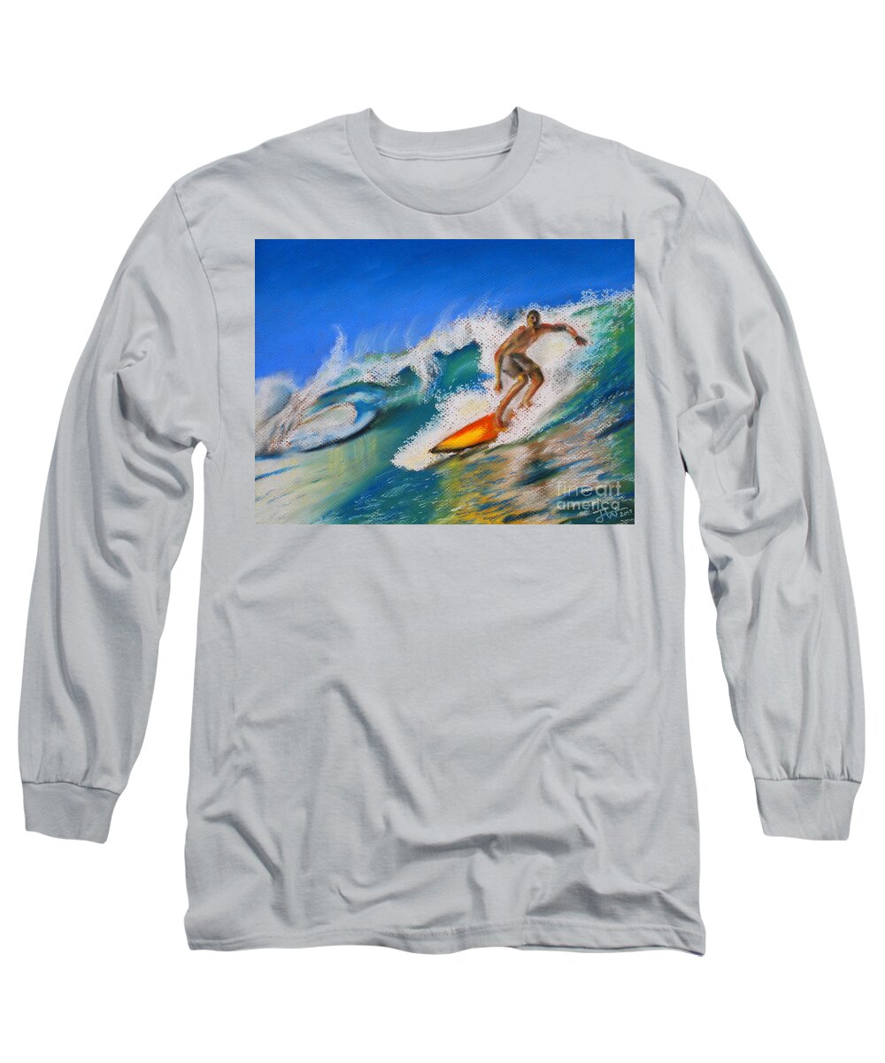 Surf Long Sleeve T-Shirt featuring the pastel Surf's Up by Jerome Wilson