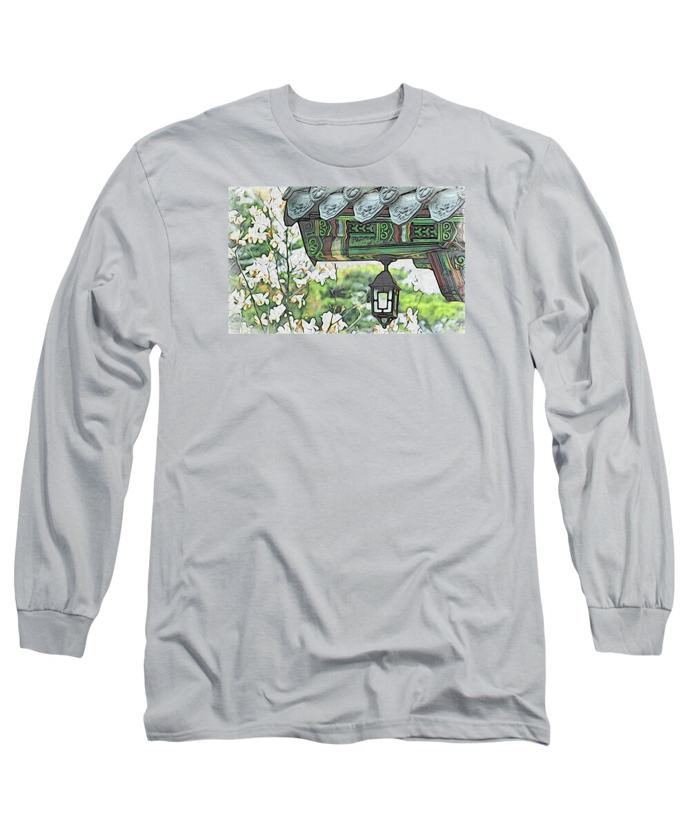 Asia Long Sleeve T-Shirt featuring the digital art Temple Light by Cameron Wood