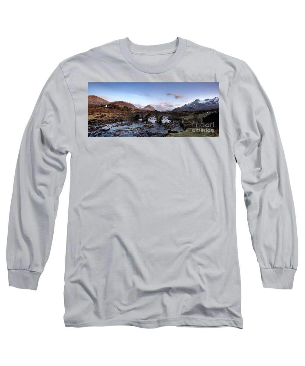 Isle Of Skye Long Sleeve T-Shirt featuring the photograph The Black and Red Cuillin mountains from Sligachan by Phill Thornton