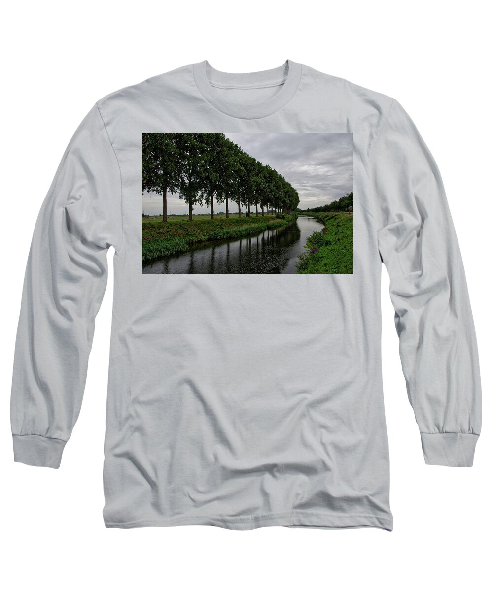 Belgium Long Sleeve T-Shirt featuring the photograph The canal by Ingrid Dendievel