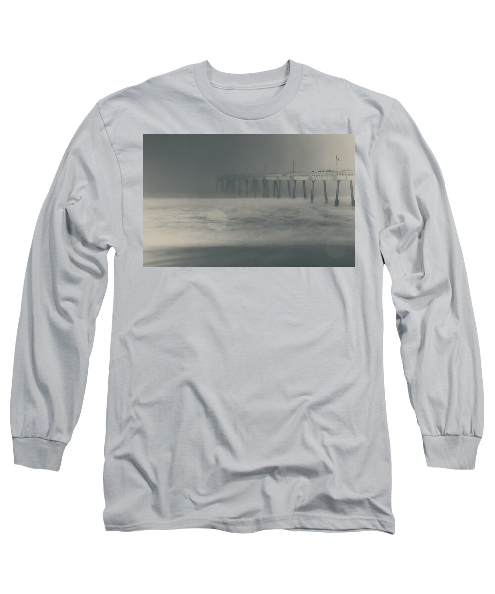 Pacifica Pier Long Sleeve T-Shirt featuring the photograph The Chill in my Bones by Laurie Search