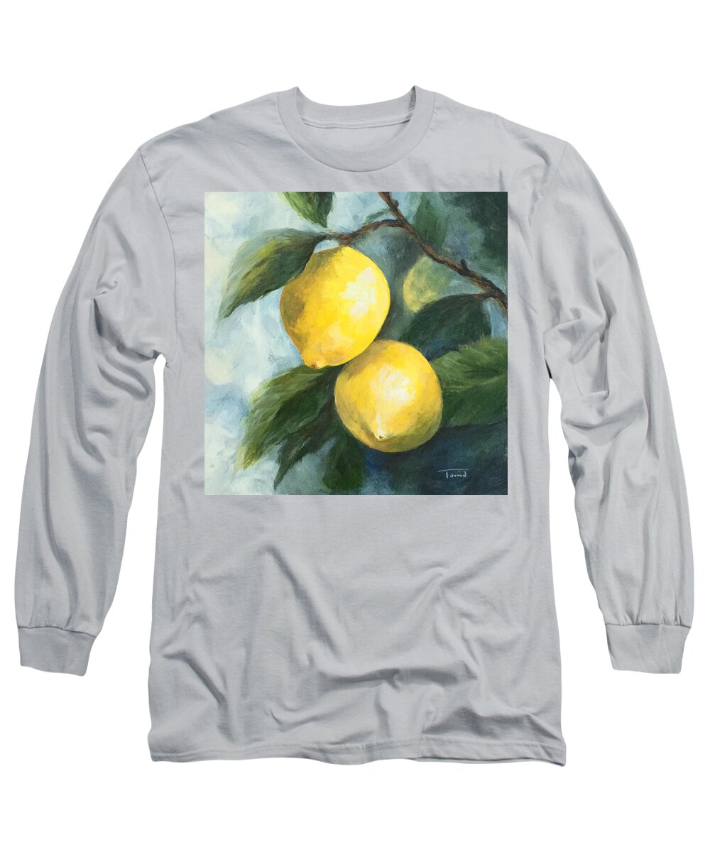 Lemon Long Sleeve T-Shirt featuring the painting The Lemon Tree by Torrie Smiley