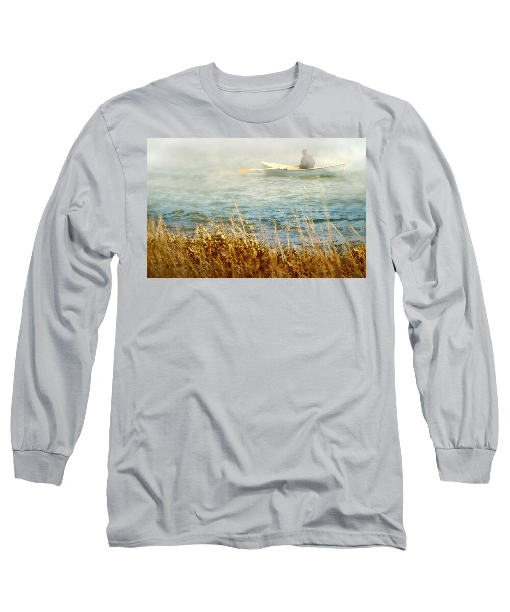 The Lone Rower Long Sleeve T-Shirt featuring the photograph The Lone Rower by Diana Angstadt