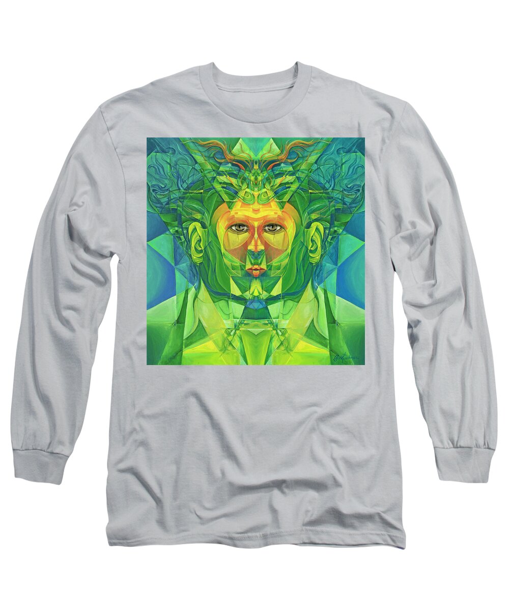Cubism Long Sleeve T-Shirt featuring the painting The Reinvention Reinvented 1 by Brian Kirchner