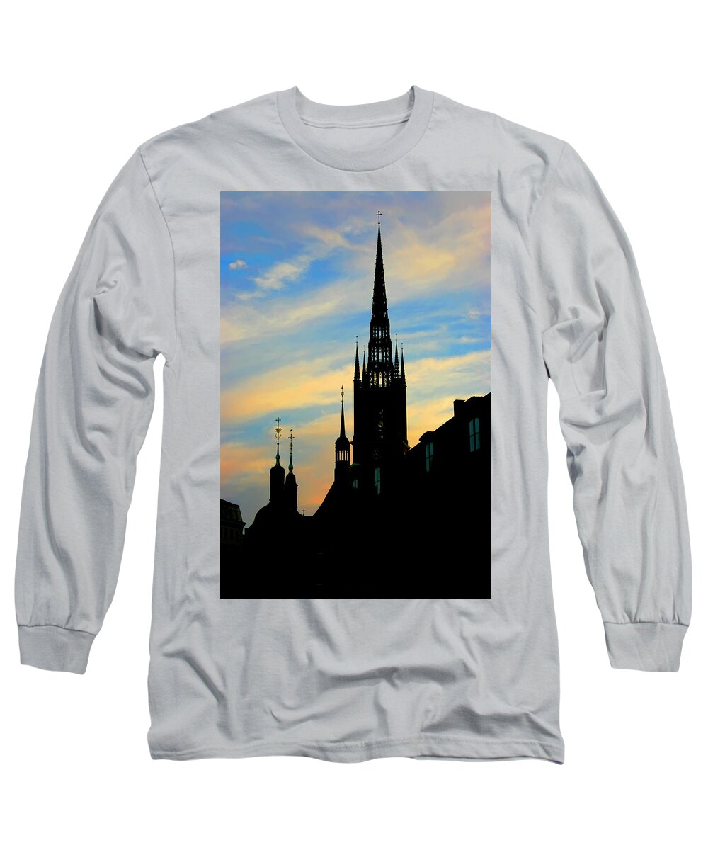 Sweden Long Sleeve T-Shirt featuring the photograph The Steeples of Stockholm by KG Thienemann
