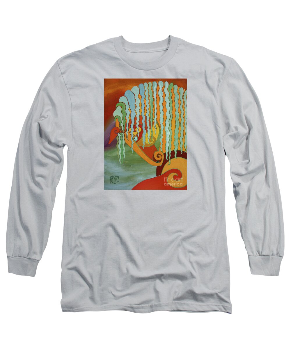 Horse Long Sleeve T-Shirt featuring the painting The Tao of Intensity by Barbara Rush
