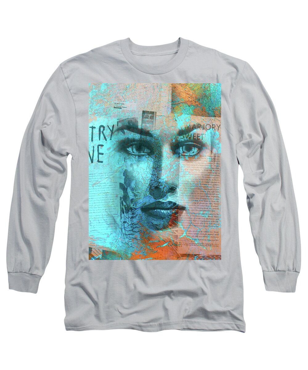 Letter Long Sleeve T-Shirt featuring the digital art The woman behind the letters by Gabi Hampe