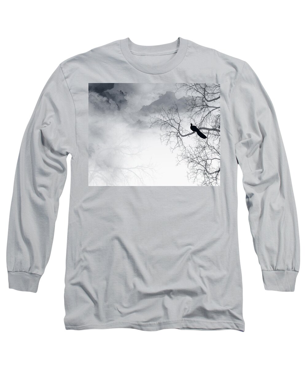Peacock Long Sleeve T-Shirt featuring the digital art Timing is Everything by Trilby Cole