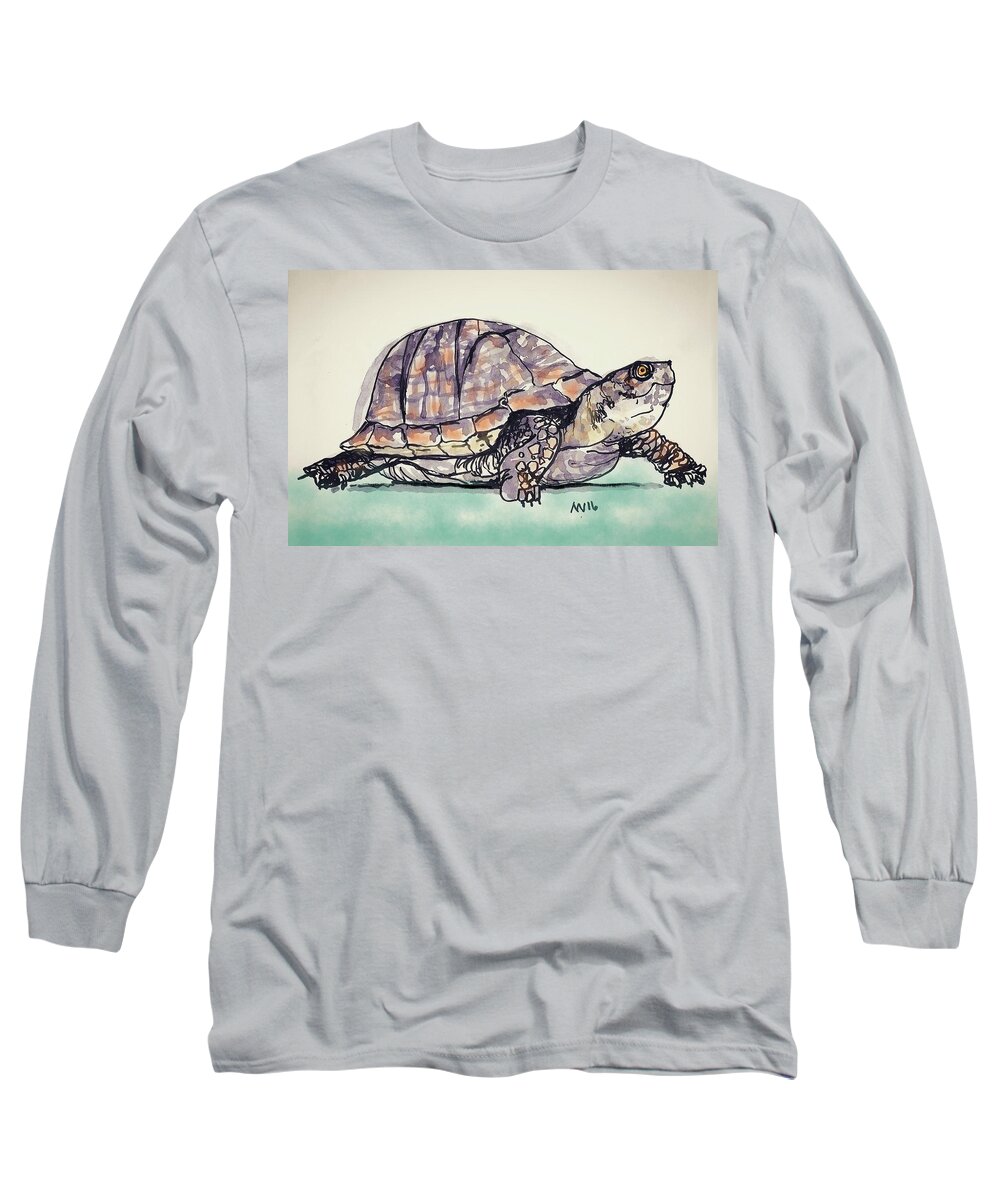Turtle Long Sleeve T-Shirt featuring the digital art Turtle by AnneMarie Welsh