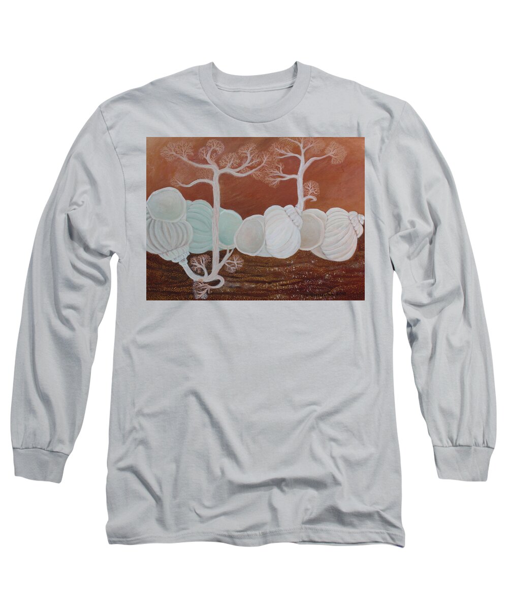 Surrealism Long Sleeve T-Shirt featuring the painting Untitled 7 by Elzbieta Goszczycka
