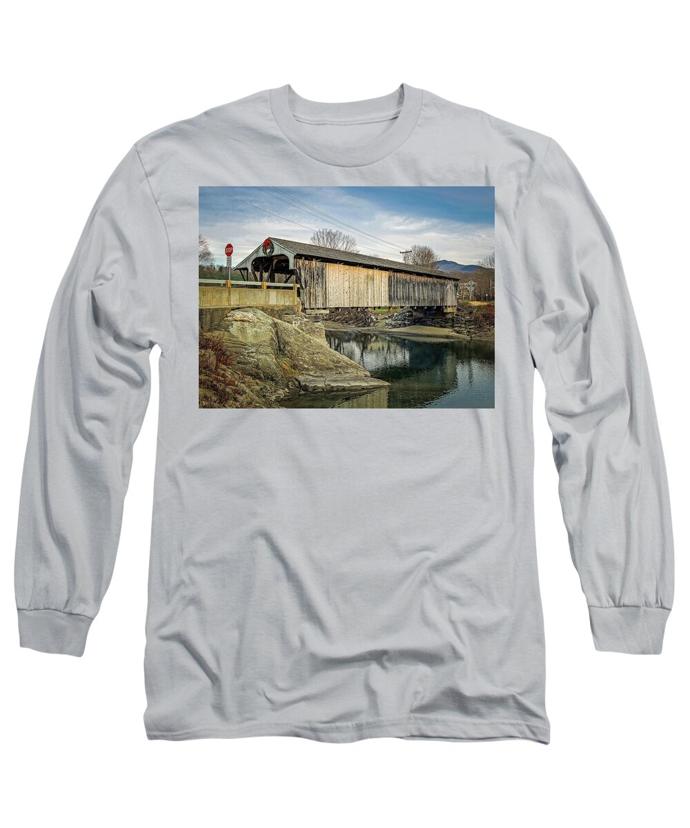 Village Bridge Long Sleeve T-Shirt featuring the photograph Village Bridge by Robert Mitchell