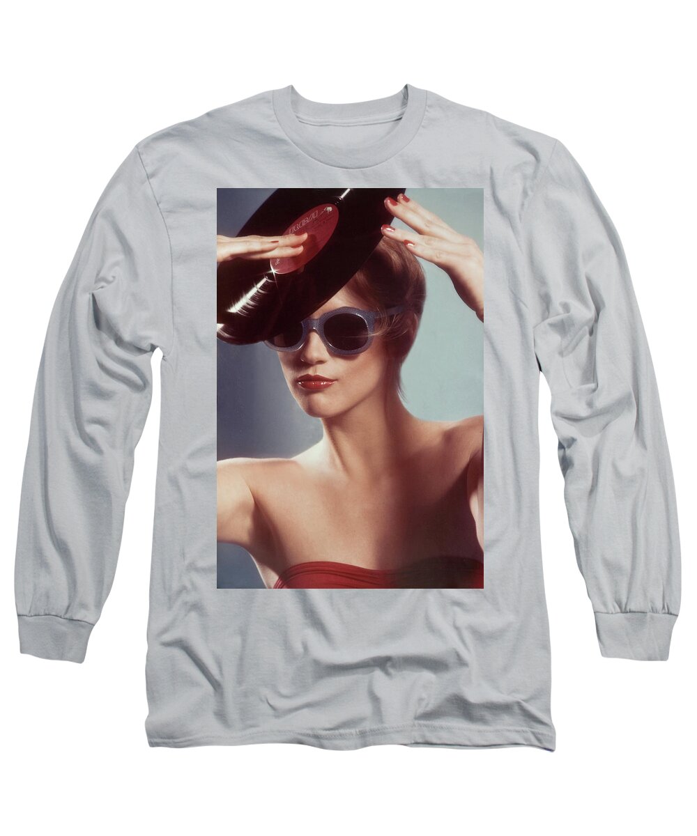 Vinyl Long Sleeve T-Shirt featuring the photograph Vinyl Record Hat 1983 by Steve Ladner