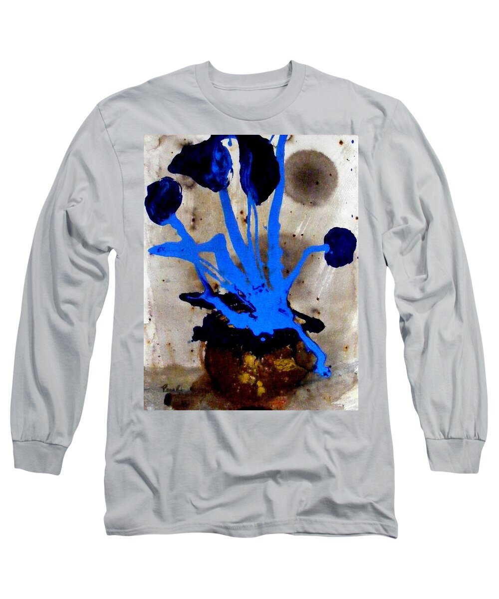 Flowers Long Sleeve T-Shirt featuring the painting Virtually blue by Pearlie Taylor