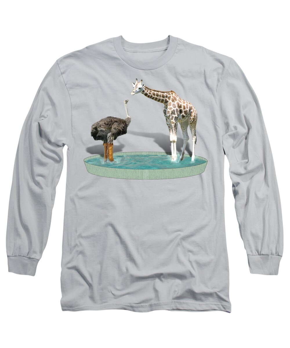 Ostrich Long Sleeve T-Shirt featuring the photograph Wading Pool by Gravityx9 Designs