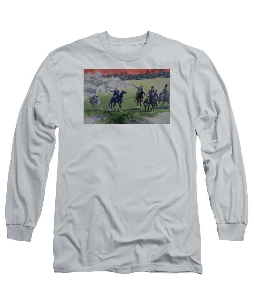 Civil War Long Sleeve T-Shirt featuring the painting War Sky by Martha Tisdale