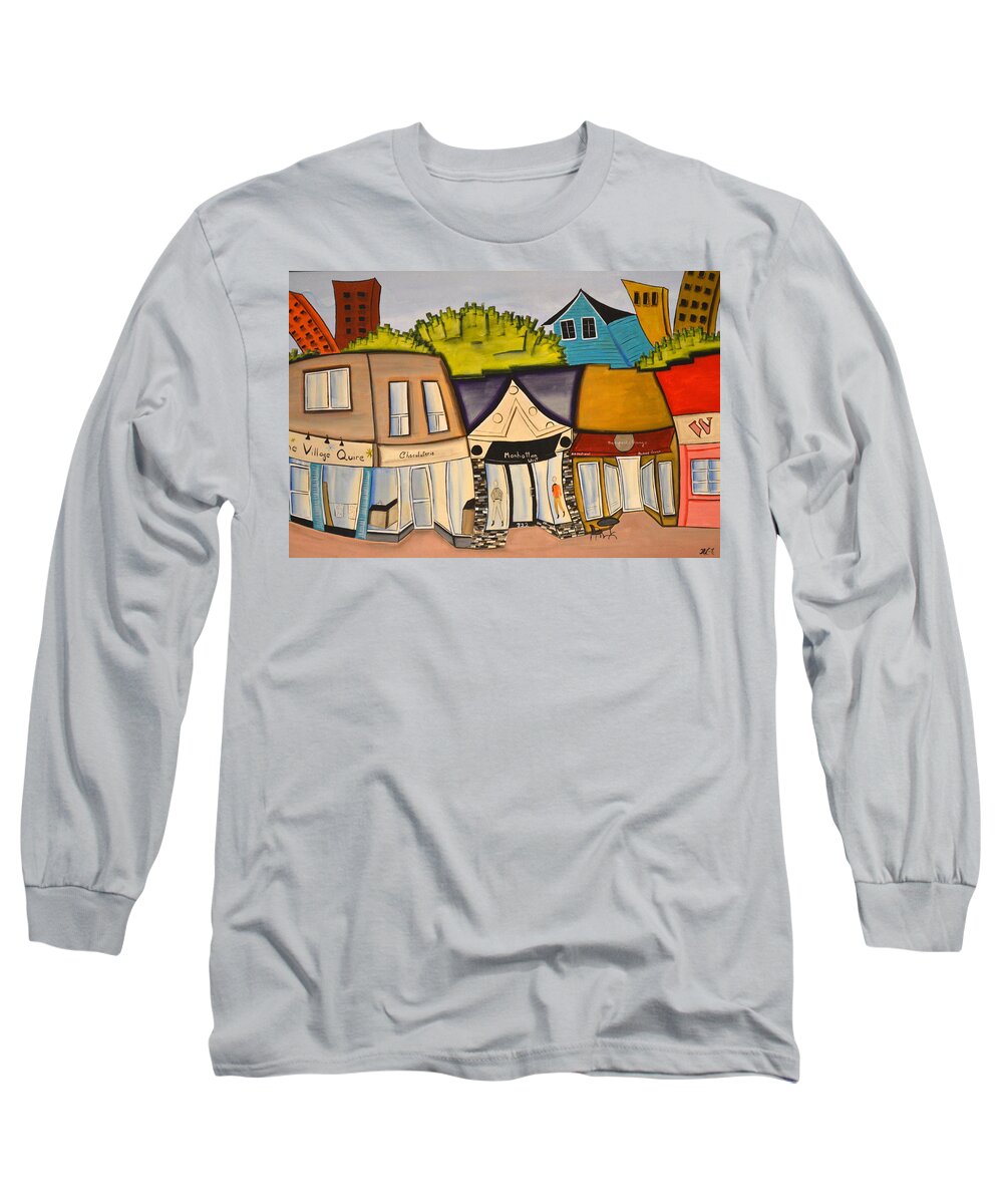 Abstract Long Sleeve T-Shirt featuring the painting Westboro Shopping by Heather Lovat-Fraser