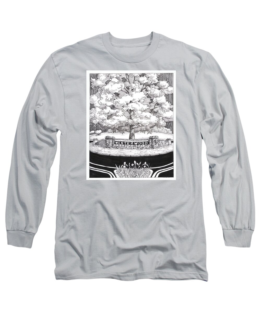 Black And White Long Sleeve T-Shirt featuring the painting Westerwood Sign by Don Morgan