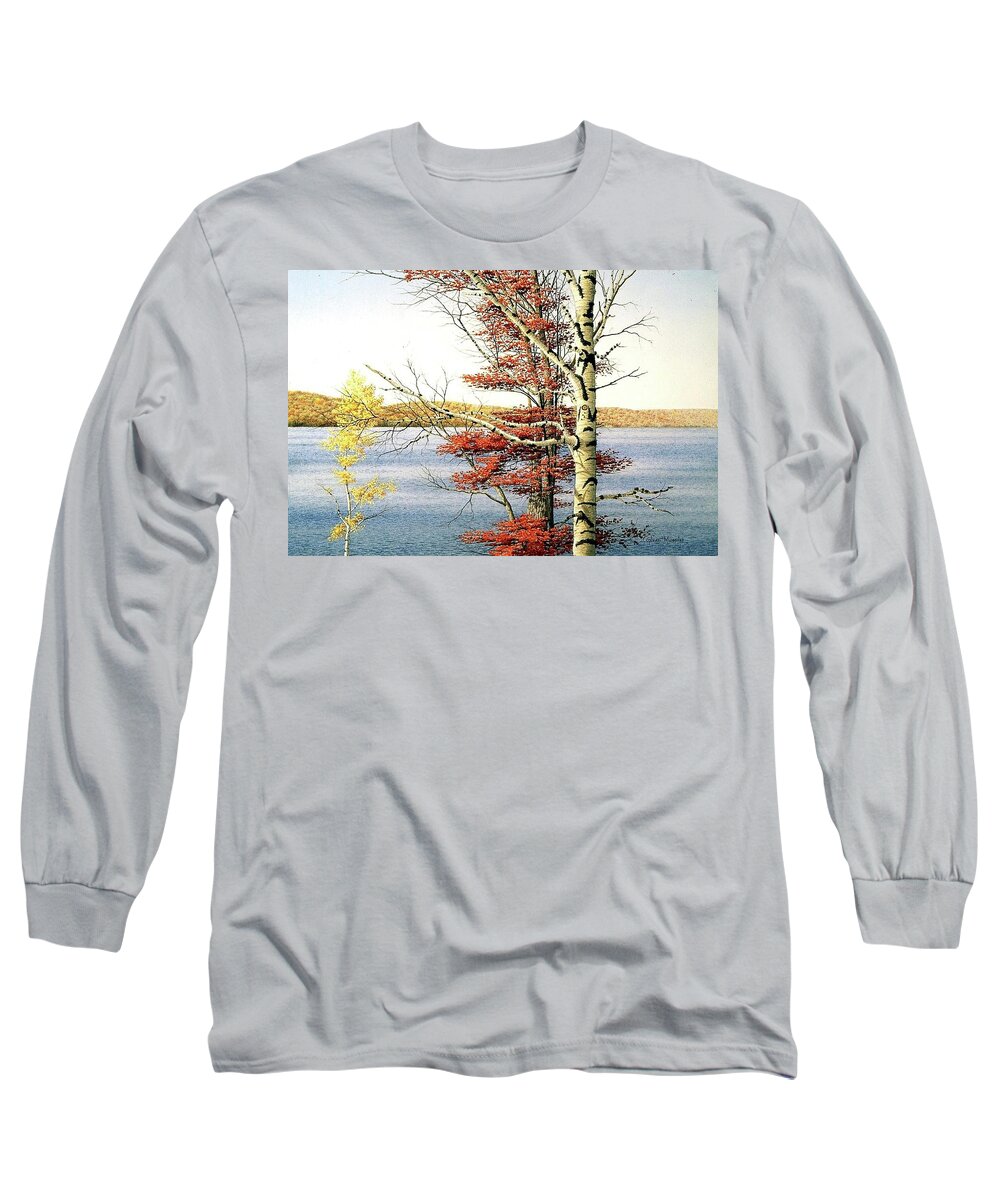 Autumn Long Sleeve T-Shirt featuring the painting What a View. by Conrad Mieschke